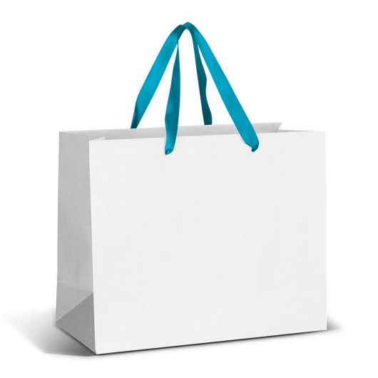 Large Full Colour Ribbon Handle Paper Bags White